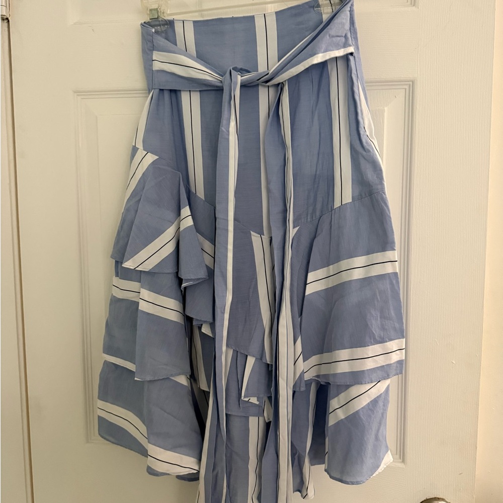 Zara Asymmetrical Blue and White Skirt NWOT - Picture 8 of 12
